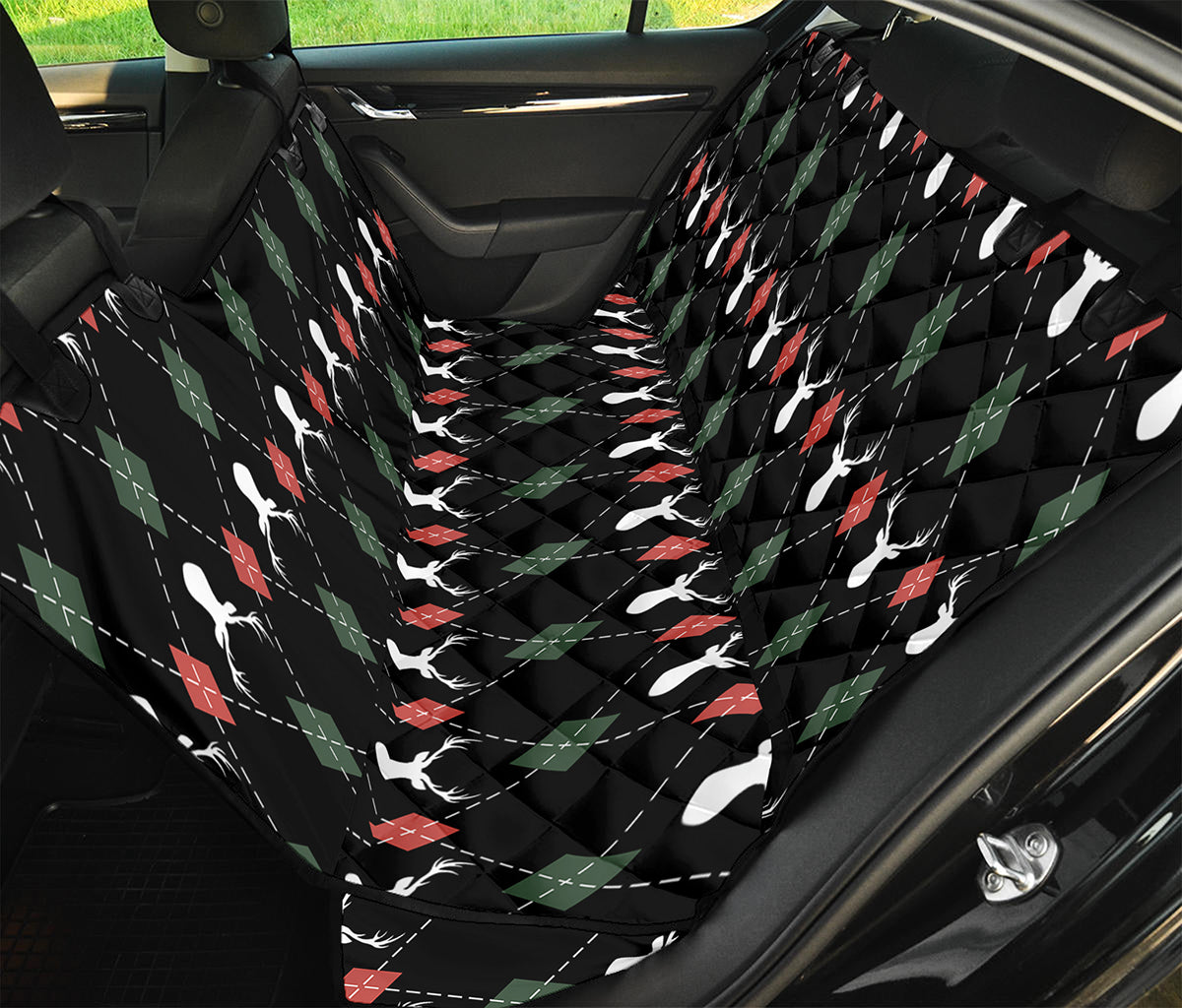 Christmas Deer Argyle Pattern Print Pet Car Back Seat Cover