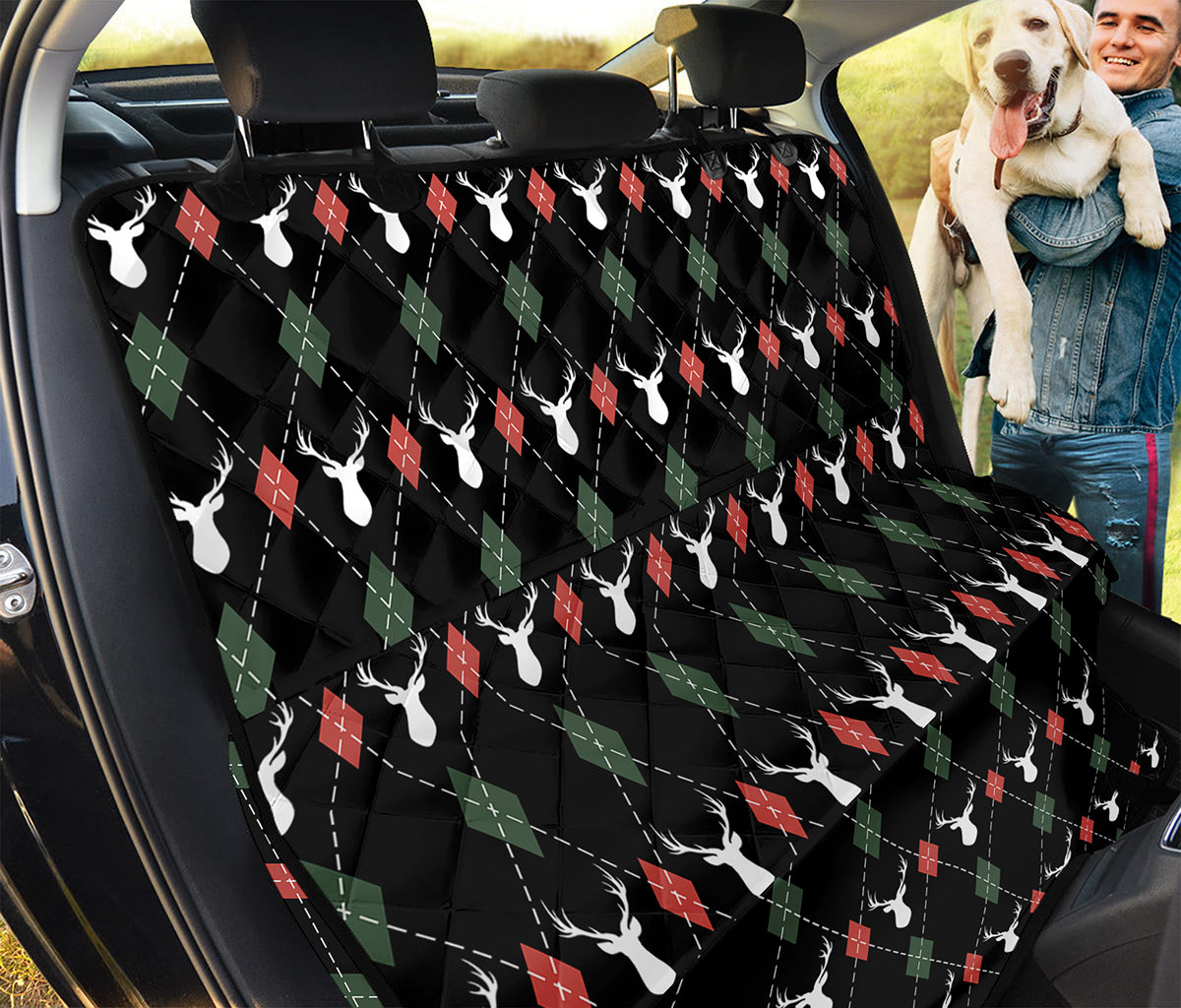 Christmas Deer Argyle Pattern Print Pet Car Back Seat Cover