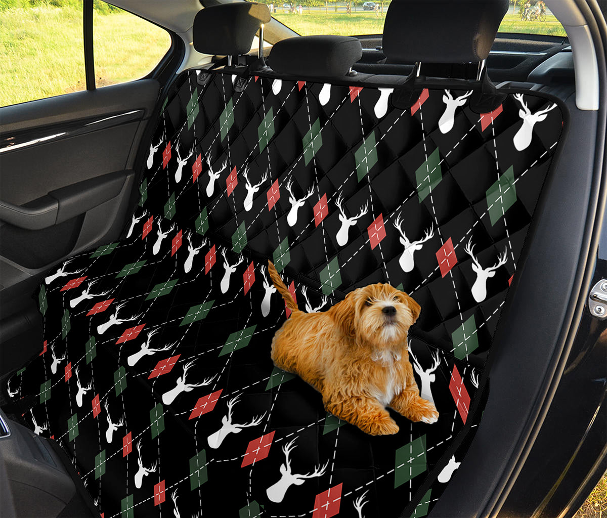 Christmas Deer Argyle Pattern Print Pet Car Back Seat Cover