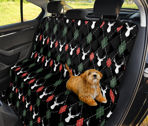 Christmas Deer Argyle Pattern Print Pet Car Back Seat Cover