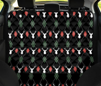 Christmas Deer Argyle Pattern Print Pet Car Back Seat Cover