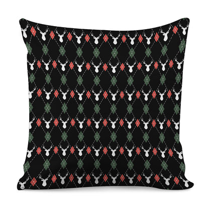 Christmas Deer Argyle Pattern Print Pillow Cover