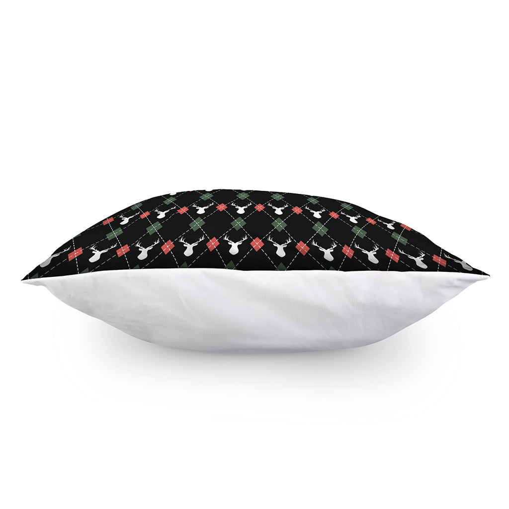 Christmas Deer Argyle Pattern Print Pillow Cover