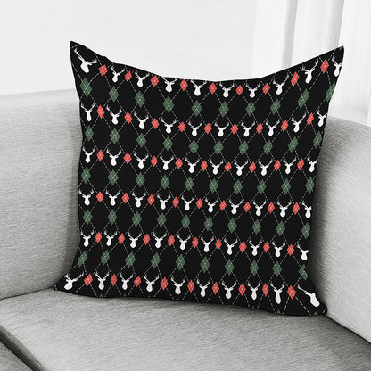 Christmas Deer Argyle Pattern Print Pillow Cover