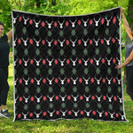 Christmas Deer Argyle Pattern Print Quilt