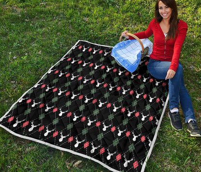 Christmas Deer Argyle Pattern Print Quilt