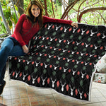 Christmas Deer Argyle Pattern Print Quilt