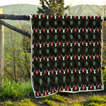 Christmas Deer Argyle Pattern Print Quilt