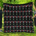 Christmas Deer Argyle Pattern Print Quilt