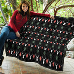 Christmas Deer Argyle Pattern Print Quilt