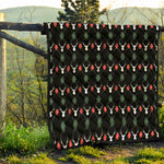 Christmas Deer Argyle Pattern Print Quilt