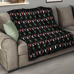 Christmas Deer Argyle Pattern Print Quilt