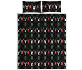 Christmas Deer Argyle Pattern Print Quilt Bed Set