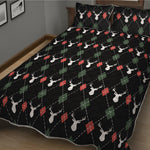 Christmas Deer Argyle Pattern Print Quilt Bed Set