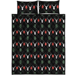 Christmas Deer Argyle Pattern Print Quilt Bed Set