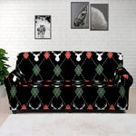 Christmas Deer Argyle Pattern Print Sofa Cover