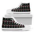 Christmas Deer Argyle Pattern Print White High Top Sneakers