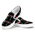 Christmas Deer Argyle Pattern Print White Slip On Sneakers