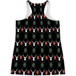 Christmas Deer Argyle Pattern Print Women's Racerback Tank Top