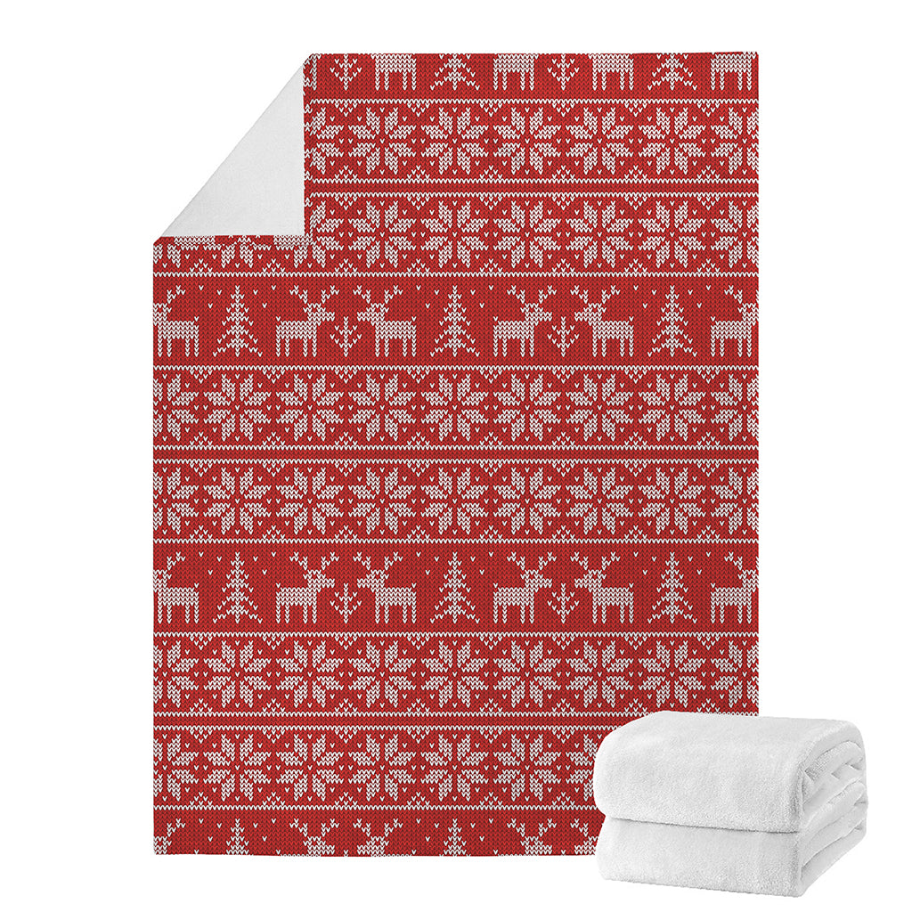 Christmas Deer Knitted Pattern Print Blanket