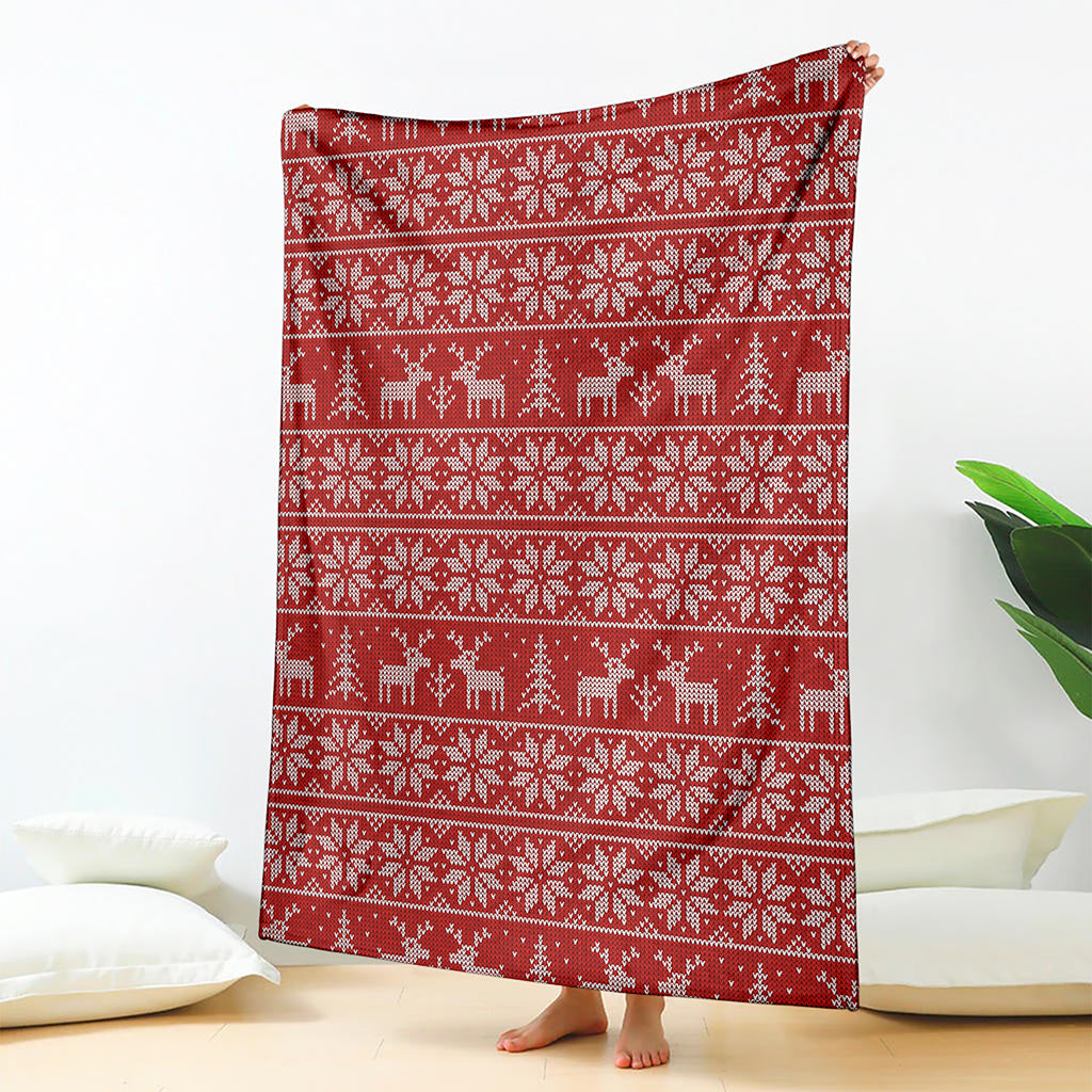 Christmas Deer Knitted Pattern Print Blanket