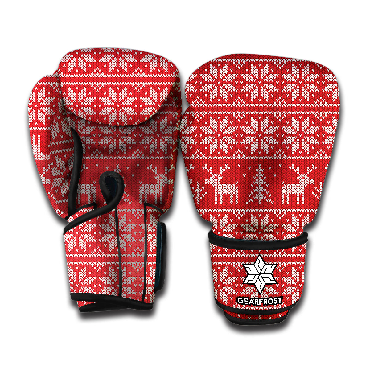 Christmas Deer Knitted Pattern Print Boxing Gloves