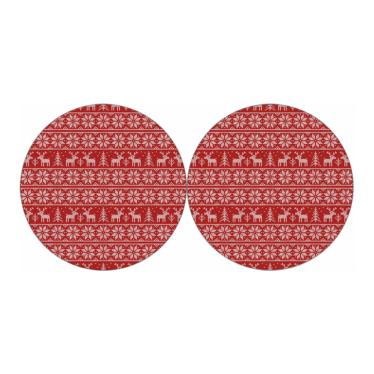 Christmas Deer Knitted Pattern Print Car Coasters