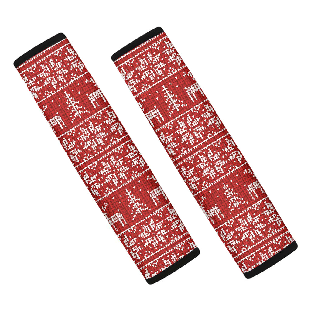 Christmas Deer Knitted Pattern Print Car Seat Belt Covers