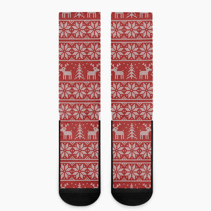 Christmas Deer Knitted Pattern Print Crew Socks