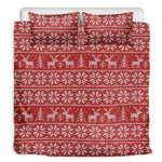 Christmas Deer Knitted Pattern Print Duvet Cover Bedding Set