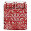 Christmas Deer Knitted Pattern Print Duvet Cover Bedding Set