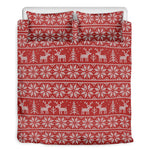 Christmas Deer Knitted Pattern Print Duvet Cover Bedding Set