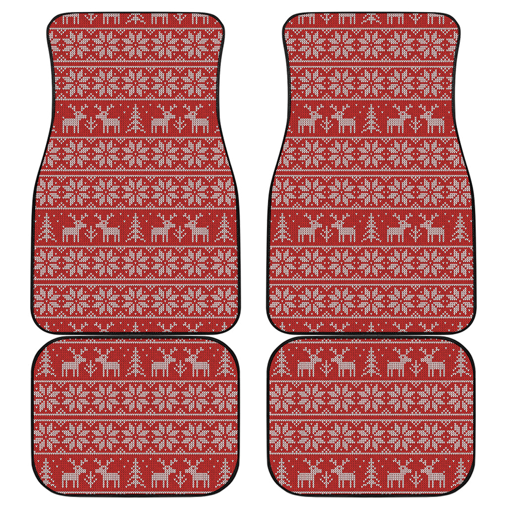 Christmas Deer Knitted Pattern Print Front and Back Car Floor Mats