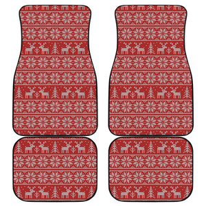 Christmas Deer Knitted Pattern Print Front and Back Car Floor Mats