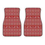 Christmas Deer Knitted Pattern Print Front Car Floor Mats