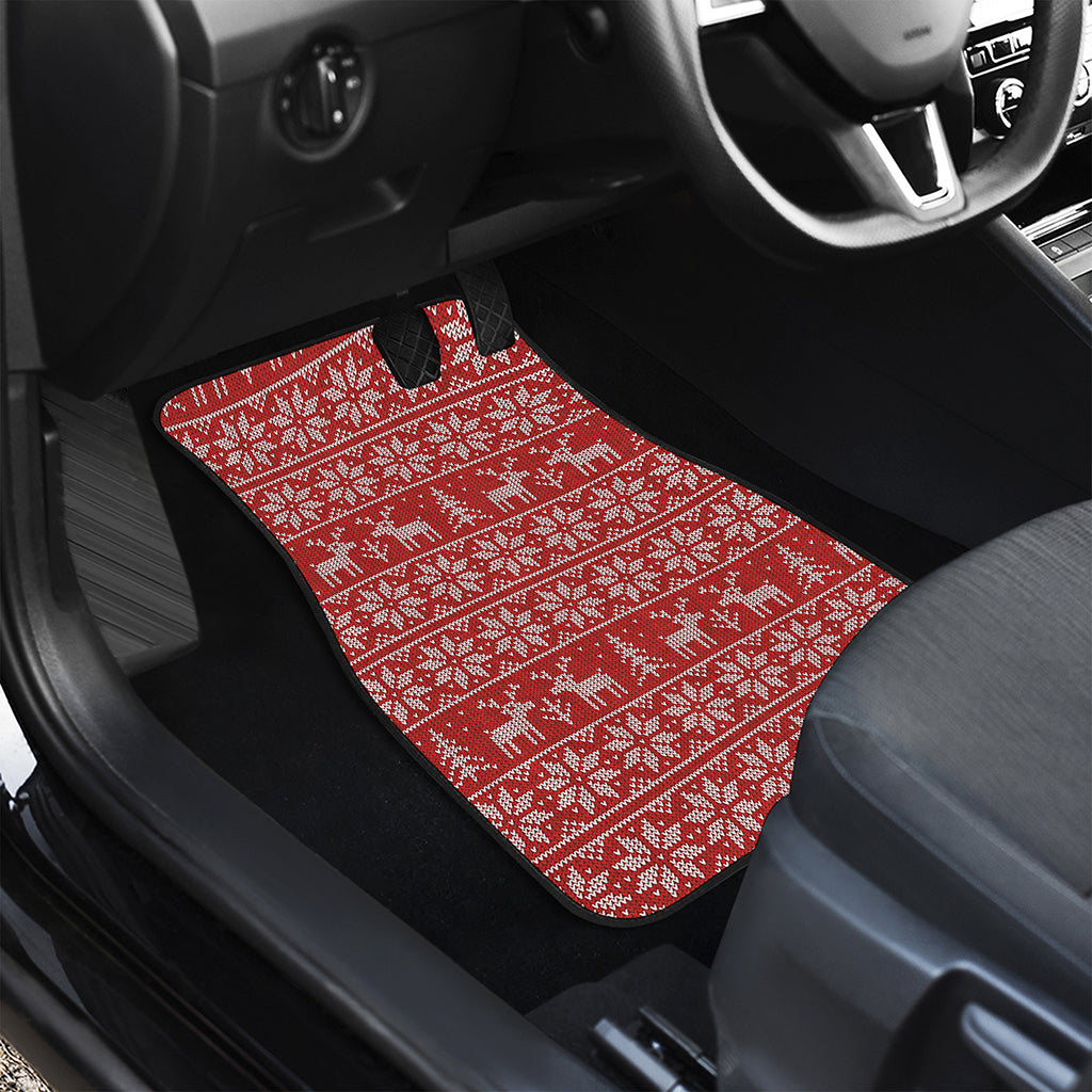 Christmas Deer Knitted Pattern Print Front Car Floor Mats