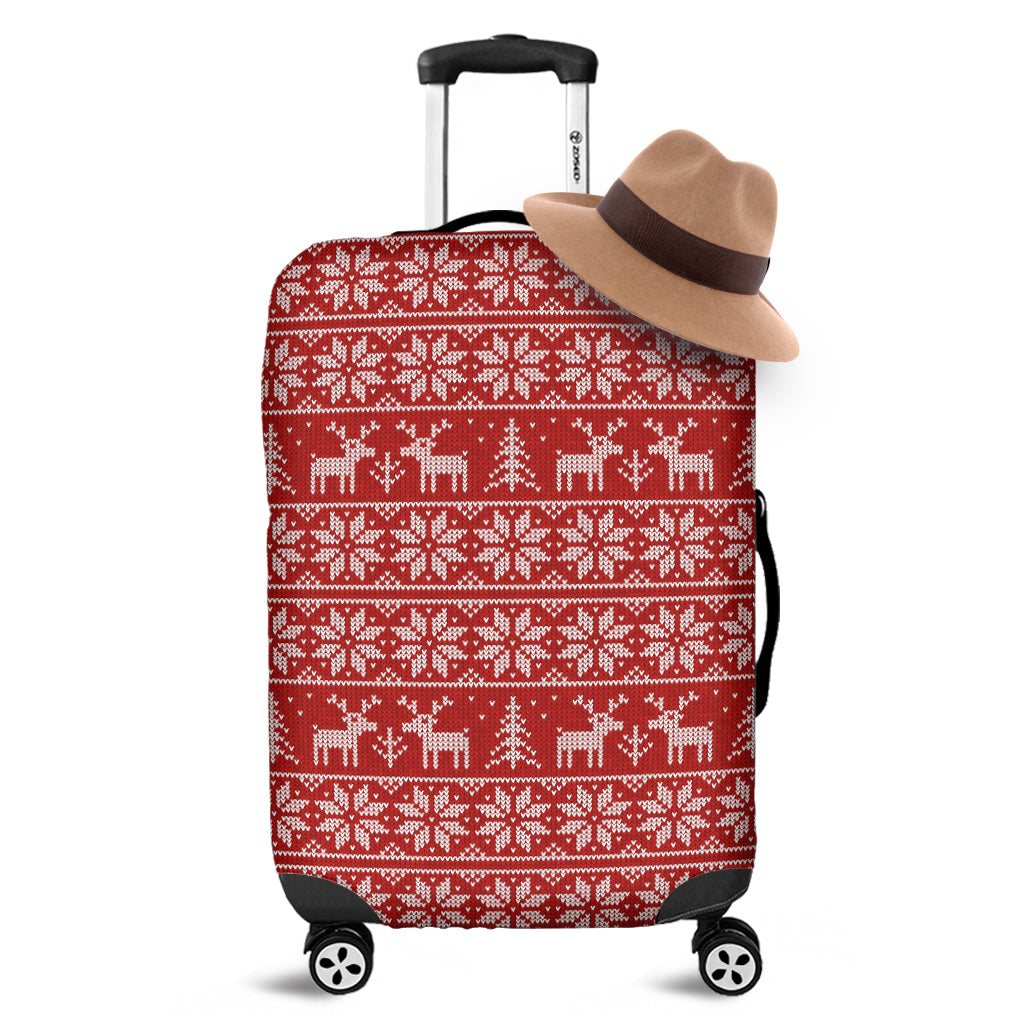 Christmas Deer Knitted Pattern Print Luggage Cover