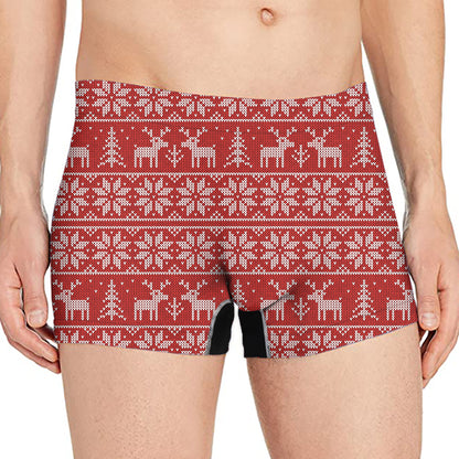 Christmas Deer Knitted Pattern Print Men's Boxer Briefs