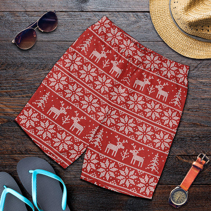 Christmas Deer Knitted Pattern Print Men's Shorts