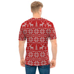Christmas Deer Knitted Pattern Print Men's T-Shirt