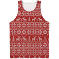 Christmas Deer Knitted Pattern Print Men's Tank Top