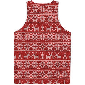 Christmas Deer Knitted Pattern Print Men's Tank Top