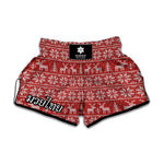 Christmas Deer Knitted Pattern Print Muay Thai Boxing Shorts