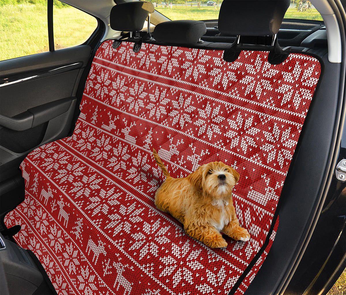 Christmas Deer Knitted Pattern Print Pet Car Back Seat Cover