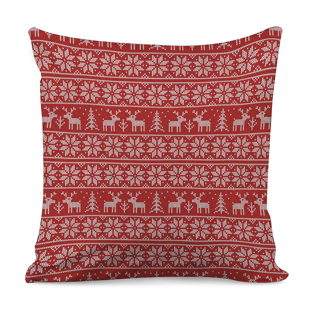 Christmas Deer Knitted Pattern Print Pillow Cover