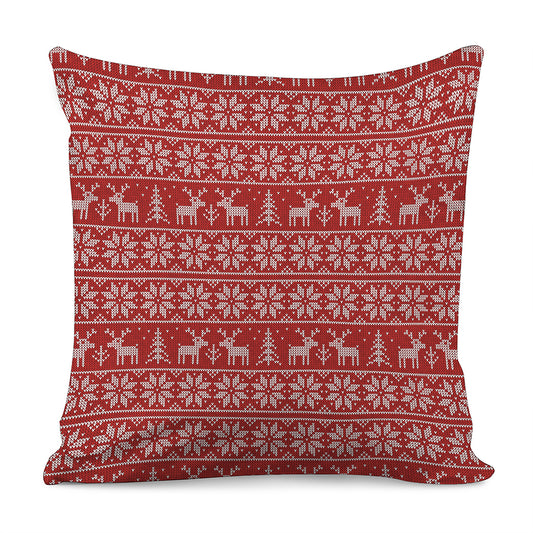 Christmas Deer Knitted Pattern Print Pillow Cover