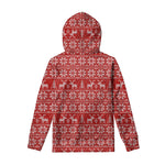 Christmas Deer Knitted Pattern Print Pullover Hoodie