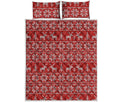 Christmas Deer Knitted Pattern Print Quilt Bed Set