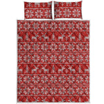 Christmas Deer Knitted Pattern Print Quilt Bed Set