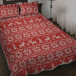 Christmas Deer Knitted Pattern Print Quilt Bed Set